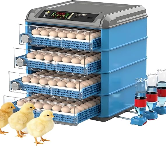 128 Egg Incubator Fully Automatic Poultry Hatcher with Auto Turner, Temperature & Humidity Control, Digital LED Screen for Hatching Chicken Duck Quail Eggs Home Farm