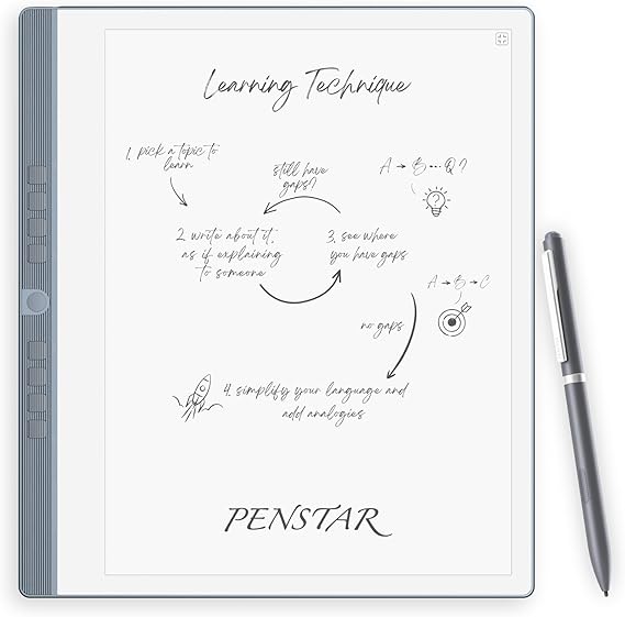 Penstar eNote2 E-Ink Digital Notebook with Pen, 10.3 AI Note-Taking Paper Tablet, 8192 Levels Pressure, 128GB Storage, 6500mAh Battery, Ereader with Pen and Leather Folio Cover Buddle