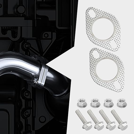 2PCS Exhaust Gasket,Car Accessories Exhaust Flange Gasket,Muffler Gasket,Catalytic Converter Gasket,Exhaust Flange Repair Kit with Bolt & Nut,Fit for Car,Truck,Replace (2inch)