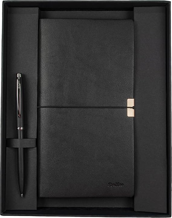 SCRIKSS SD700-C1 Premium Notebook Toledo C7 Black & 108 Prestige Ballpoint Matte Black Set