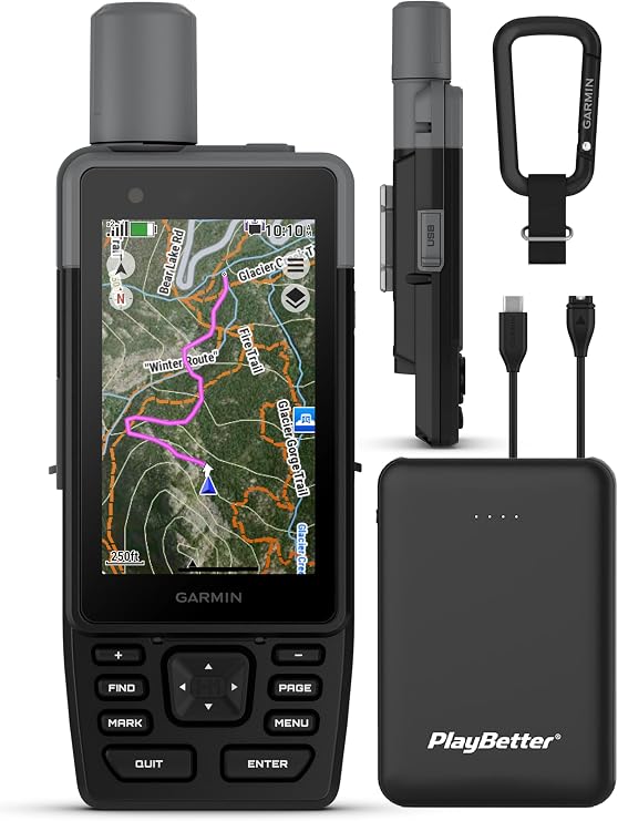 Garmin GPSMAP H1 Premium GPS Handheld Navigator Bundle - Color Touchscreen & Buttons, Durable IP67 Water Rating, Long Battery Life, Built-in Flashlight with PlayBetter Portable Charger