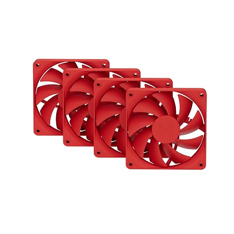 Hyte Flow FA12 120mm PC Case Fans 4-Pack, High Performance, Low Noise, 1500 RPM, 4-Pin PWM, Fluid Dynamic Bearing - Wild Cherry (Red)