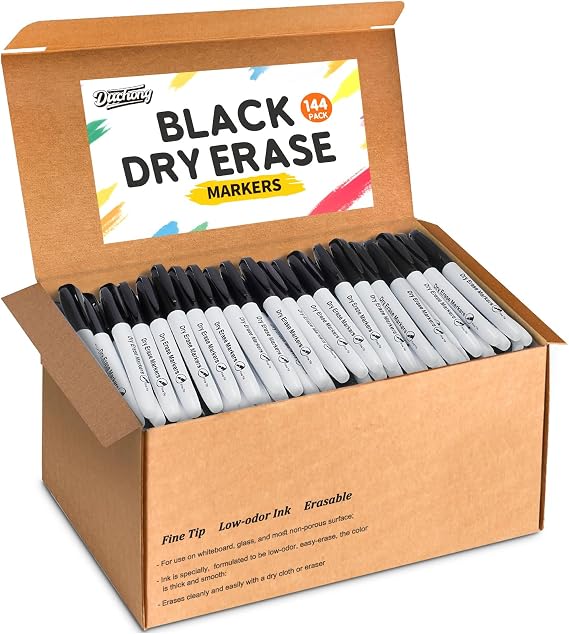 Duchong 144 Count Dry Erase Markers Bulk, Fine Tip Whiteboard Markers for Kids Teachers, Dry Erase Pens Bulk Pack for Classroom Home, Back to School Supplies