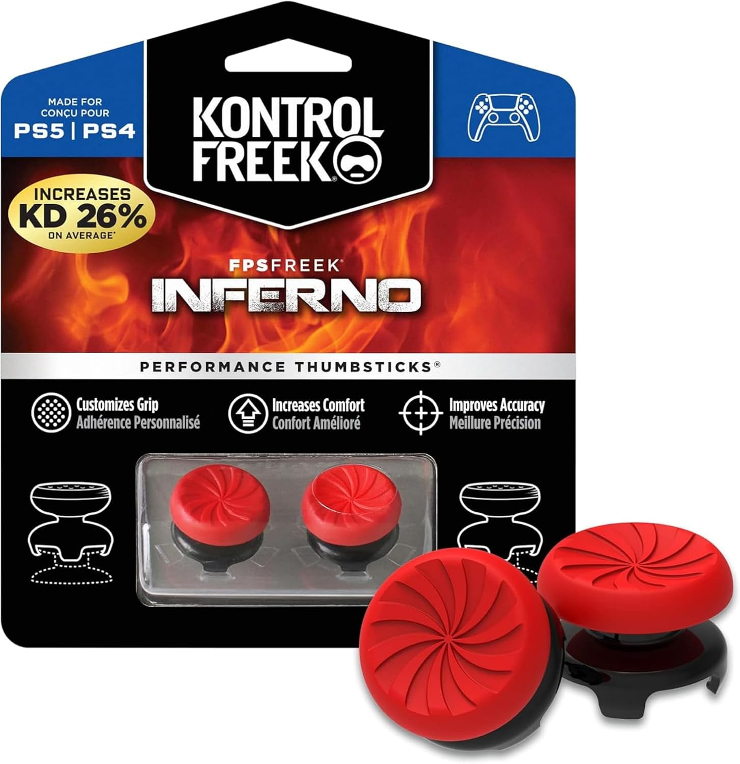 KontrolFreek FPS Freek Inferno PlayStation4 PlayStation5 Red Control Freek PS5 PS4 SteelSeries Aim Assistance Advanced Precision Improved Genuine Product