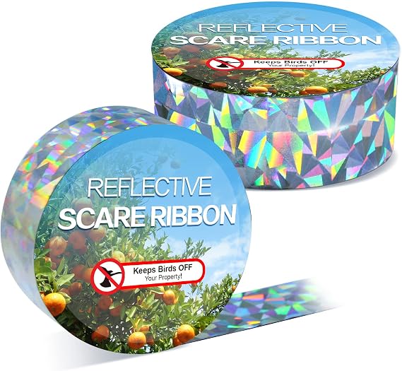 Bird Scare Tape Ribbon(524FT) - Reflective Tape for Birds - Keep Birds Away Outdoor - Scare Tape for Bird Control - Double Side Ribbon, Scare Geese, Pigeon, Duck, Woodpecke- Yard Decoration