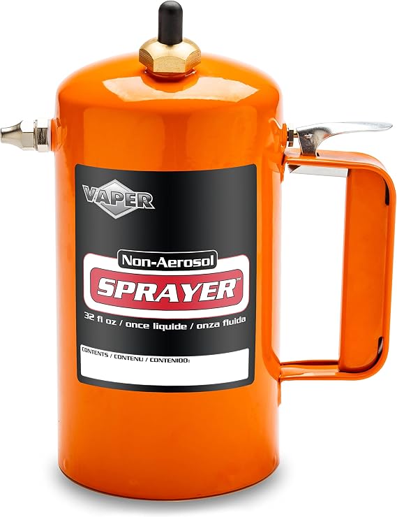 Vaper 19423 Spot Spray Non-Aerosol Sprayer, Orange, 32 oz. | Refillable Pressurized Sprayer for use with Solvents, Degreasers, Lubricants & Oils