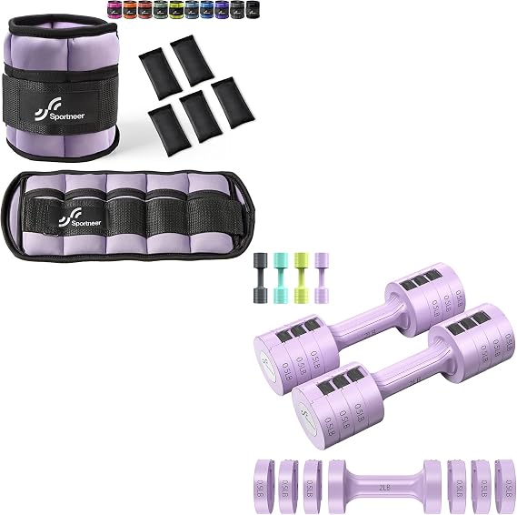 Sportneer Adjustable Ankle Weights with Dumbbells Set