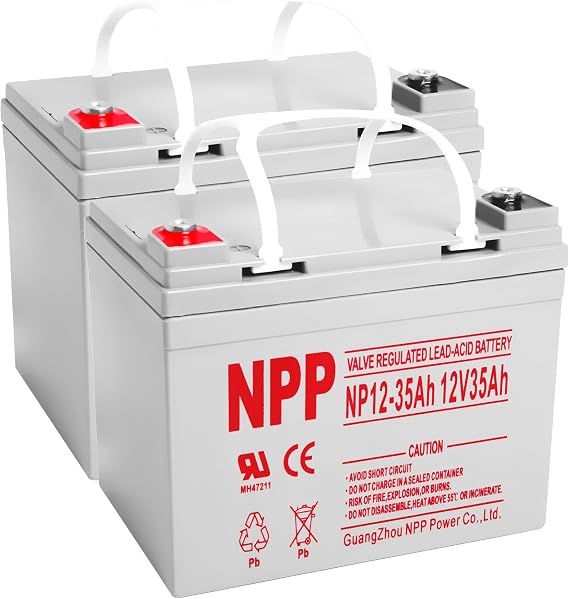 NPP 12V 35Ah SLA AGM Rechargeable Battery 2PCS with T14(M6) Terminal, Deep Cycle Replacement Lead Acid Battery for Jazzy Select, Electric Wheelchair, Mobility Scooter, Power Wheel
