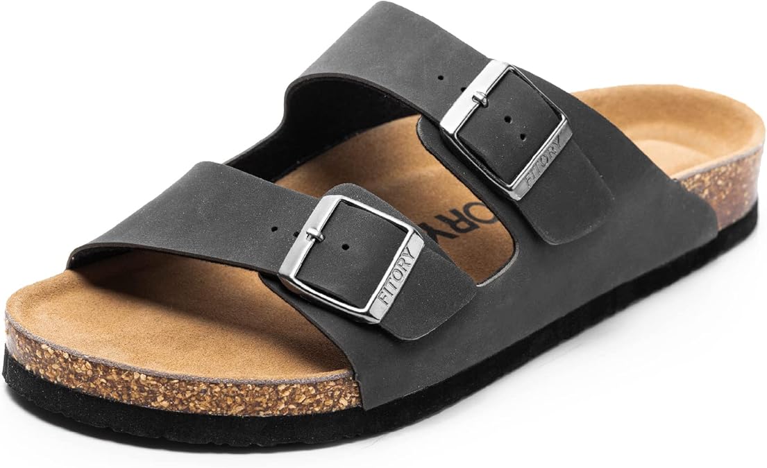 FITORY Men's Sandals, Cork Footbed Slip On Slides Size UK 6.5-13.5