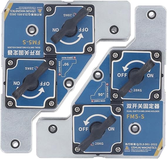 2Pcs Welding Magnet, 2 Switch 90 Degree 28KG Welder Magnetic Holder, Angle Support Fixture Tool, for Welding, Soldering, Assembling