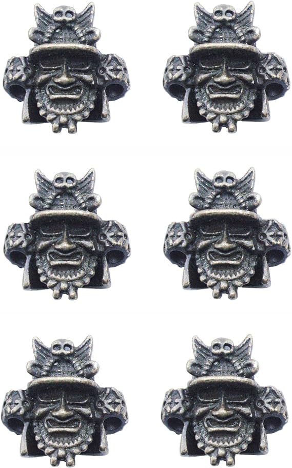 6 pcs Alloy Metal Paracord Knife Lanyards Skull Beads (Bronze) | Outdoor Paracord Bracelet DIY Jewelry Make Accessories,550 Handmade Paracord Beads,Charm Beard Bracelet Beads