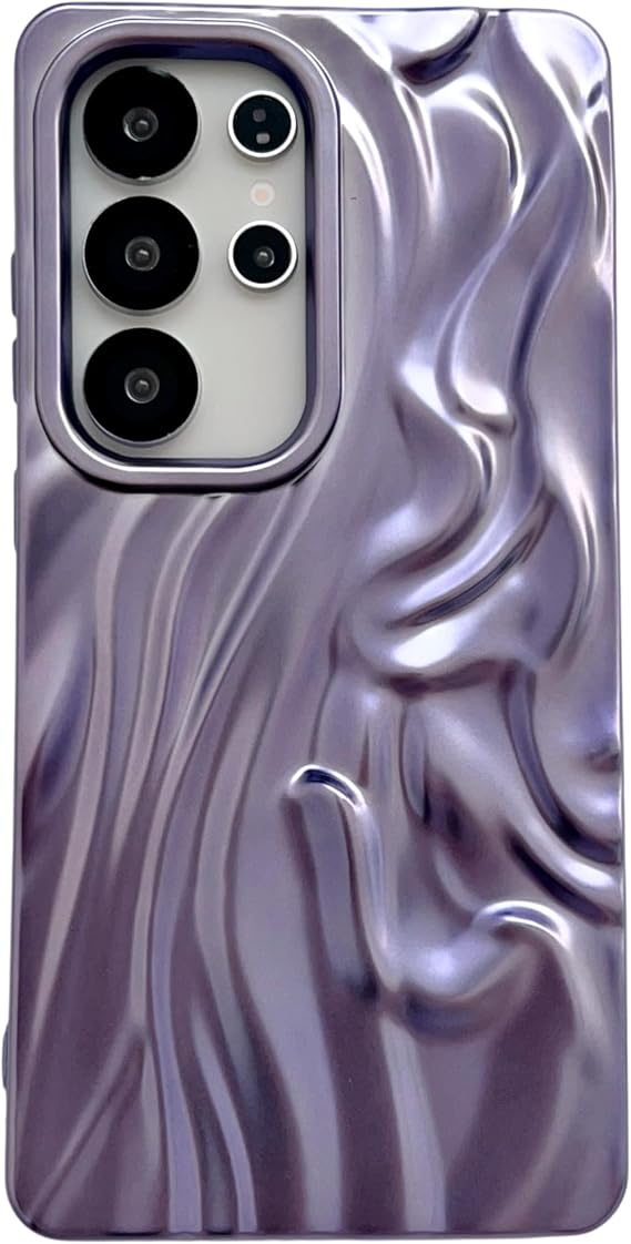 Caseative for Samsung Galaxy S24 Case,Pleated Water Ripple Chrome Wave Pattern Soft Compatible with Samsung Case (Purple,Samsung Galaxy S24)