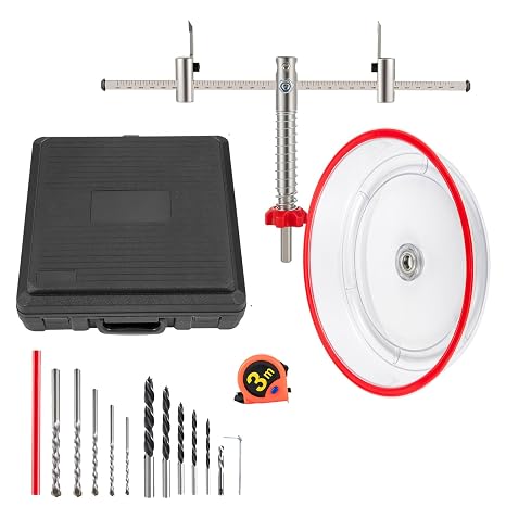 Happybuy Adjustable Hole Saw Cutter Kit 1-5/8" to 8" (40-200mm), Twin Blade with PC Dust Shield, 2 Replaceable Pilot Drill Bits for Recessed Lights, Ceiling Speakers, Vent Holes, Durable Steel, Black