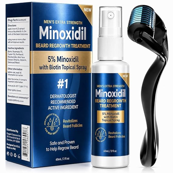 5% Minoxidil Beard Growth Kit for Men with Biotin Hair Topical Spray