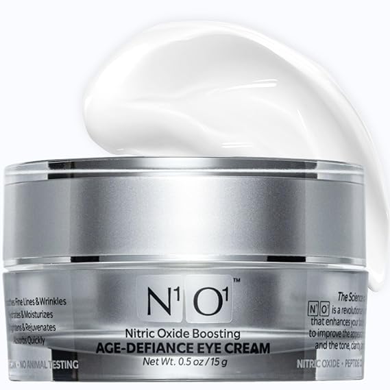 N1O1 Nitric Oxide Anti Aging Eye Cream, 0.5 oz | Developed by Dr. Nathan S. Bryan, Unscented Eye Moisturizer, Peptides, Ceramides, Hydrating