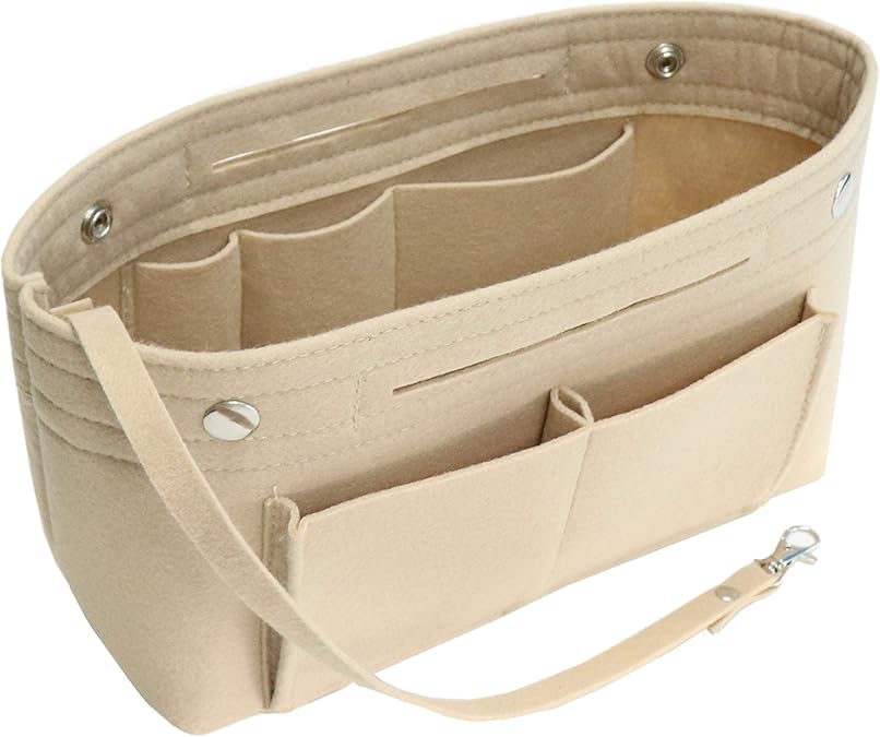 Felt Purse Organizer Insert Handbag Organizer,Tote Bag in Bag Organizer Fits Speedy Neverfull with Handles Keychain