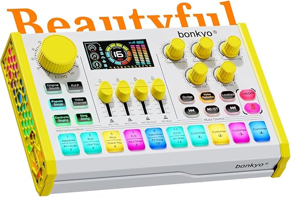Z10 Live Sound Card, Professional Audio Mixer, Voice Changer & Noise Reduction, Metal Body & Color Screen, 2000mAh Battery, Adjustable Lighting Effects, DJ Mixer for Gaming/Podcasting/Karaoke