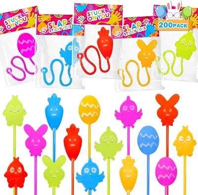 Easter Bulk Party Favors Egg Hunt Supplies for Toddler 200 Pack,Non Candy Easter Sticky Hands Basket Pinata Egg Stuffers Fillers for Kids,Mini Fidget Toys Gifts Prize Goodie Treat Stuff for Boys Girls