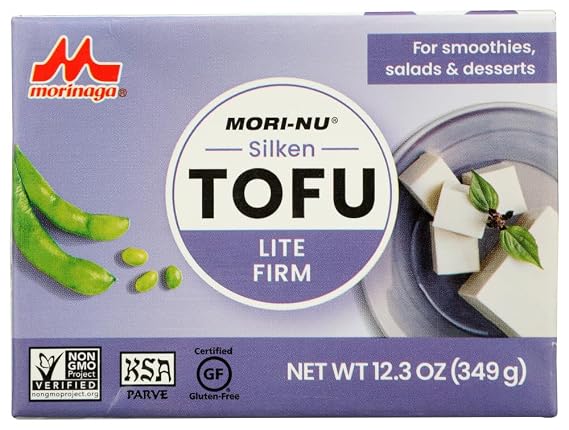 Mori-Nu Silken Tofu Lite Firm | Velvety Smooth and Creamy | Low Fat, Gluten-Free, Dairy-Free, Vegan, Made with Non-GMO soybeans, KSA Kosher Parve | Shelf-Stable | Provides protein | 12.3 oz x 3 Packs