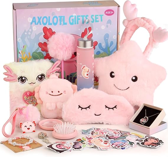 Kaelinda Axolotl Gifts for Girls - Birthday Gifts for Girls Age 4-6 6-8, Axolotl Girls Gifts for Daughter Niece 3 4 5 6 7 8 Year Old, Axolotl Toys for Kids Birthday Gifts