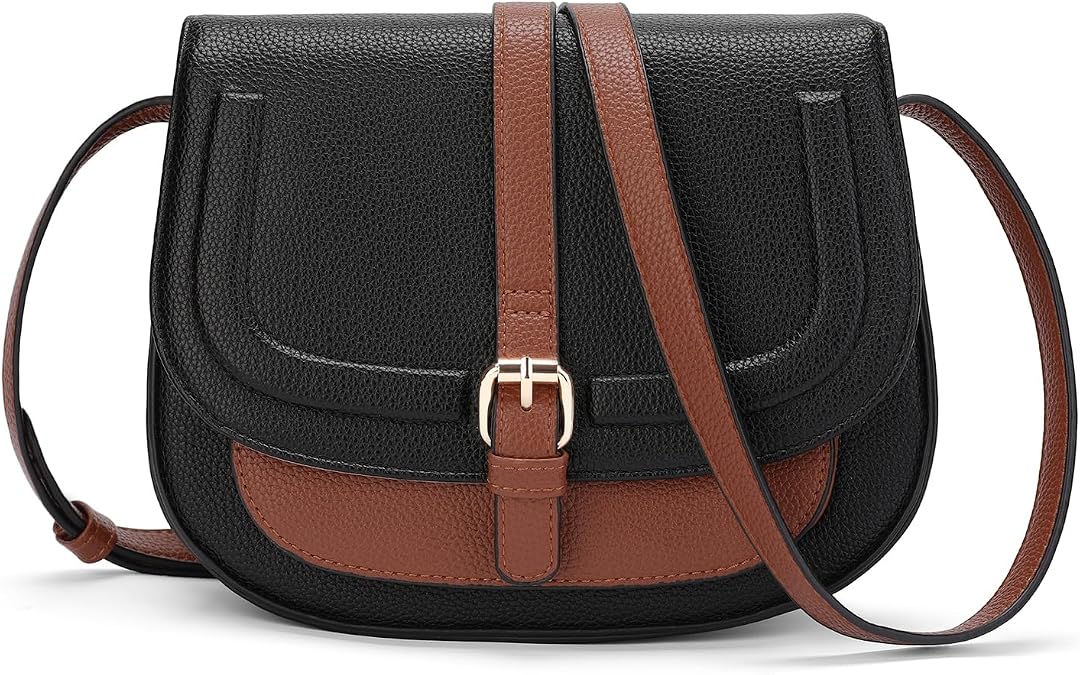 GOIACII Crossbody Bags for Women Saddle Purse Cute Shoulder Handbag Pebble Leather Brown