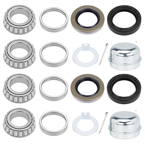 Trailer Hub Bearing Kit for 1 Spindle Trailer, L44643/L44610 Bearing Kit with Tang Washer, 12192TB 15192TC Grease Seal Cotter Pin for 2000-2200lbs BT9 Straight Spindle