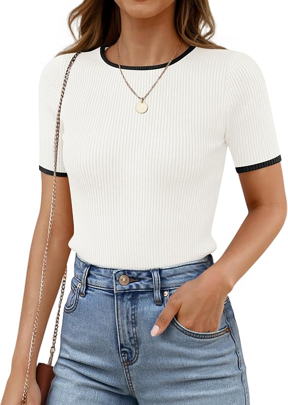 ZESICA Women's Summer Short Sleeve Business Casual Tops