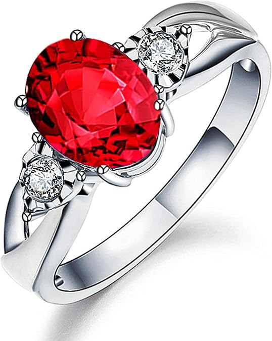 Silver Plated Created Ruby Spinel Blue Sapphire Pink Topaz Wedding Open Band Adjustable Ring for Women
