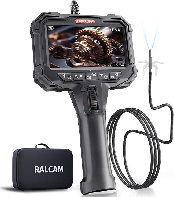 Ralcam Articulating Borescope with 5" HD Screen Endoscope Camera with Light