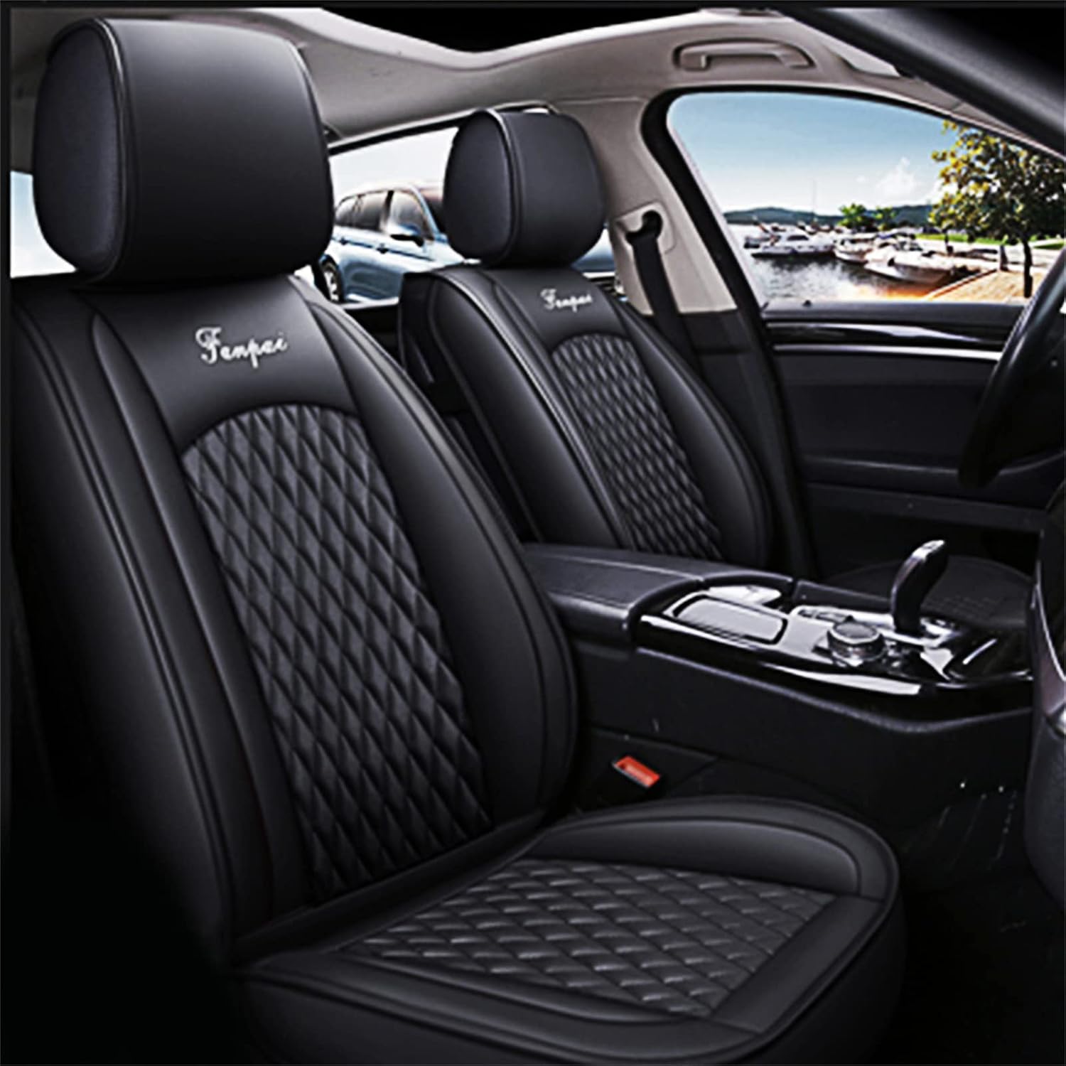 for BMW 3 Series E90 E91 E92 E93 F30 F31 F34 F35 318i 320i 325i Car Seat Covers Full Set Waterproof Leather Front Rear Seat Automotive Protection Cushions - CT08 Black
