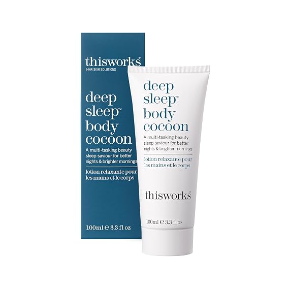 THISWORKS Deep Sleep Body Cocoon Hydrating Body Lotion with Lavender, Chamomile & Vetivert Soothing Nighttime Moisturizer for Dry Skin, Promotes Relaxation & Better Sleep 100ml