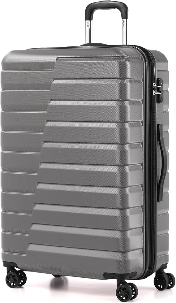 Coolife Lightweight Luggage with TSA Lock,Large Checked Gray