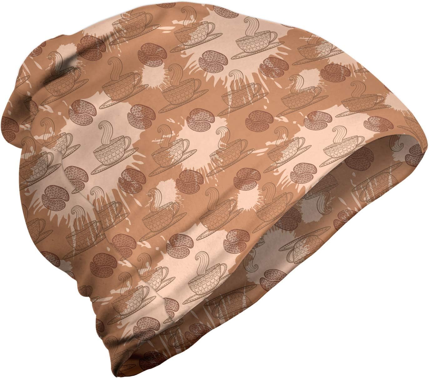 Lunarable Unisex Beanie, Coffee Beans and Cups, Hiking Outdoors