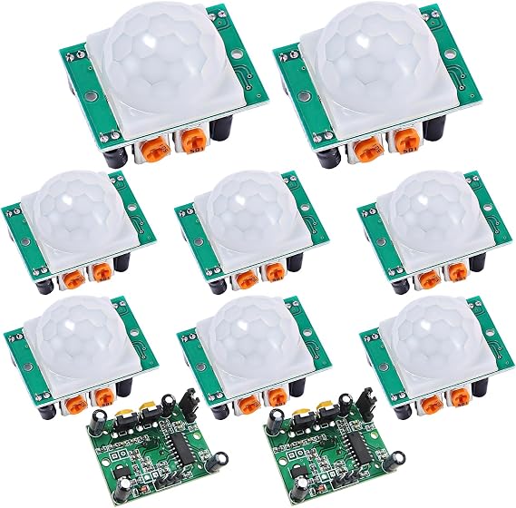 10PCS HC-SR501 PIR Infrared Human Motion Sensor Detector Module | Adjustable sensing distance & delay time, reliable human body detection, widely used for automatic lighting, access control