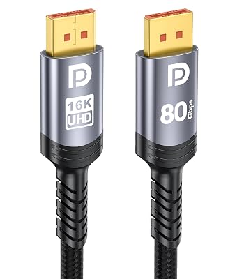 Sniokco 80Gbps DisplayPort Cable 2.1 10FT, 16K DP Cable 16K@60Hz 8K@240Hz 4K@540Hz 360Hz 240Hz Compatible with HDR HDCP 2.3 DSC FreeSync G-Sync Monitor Graphics RTX 5090 4090 PC HDTV