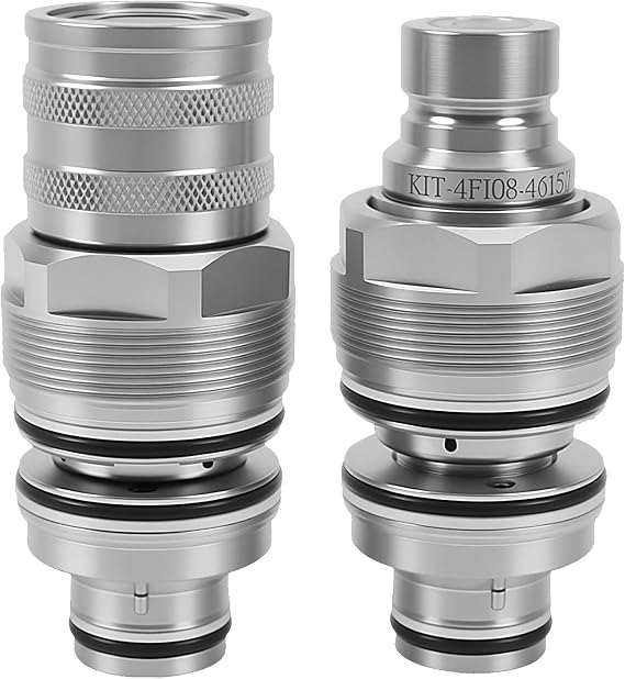 6679837 6680018 Male & Female Flat Face Hydraulic Couplers 46mm, Hydraulic Quick Connect Fittings Compatible with Bobcat T140 T190 T250 T450 753 763 773 A220 A300 A770 S130 S150