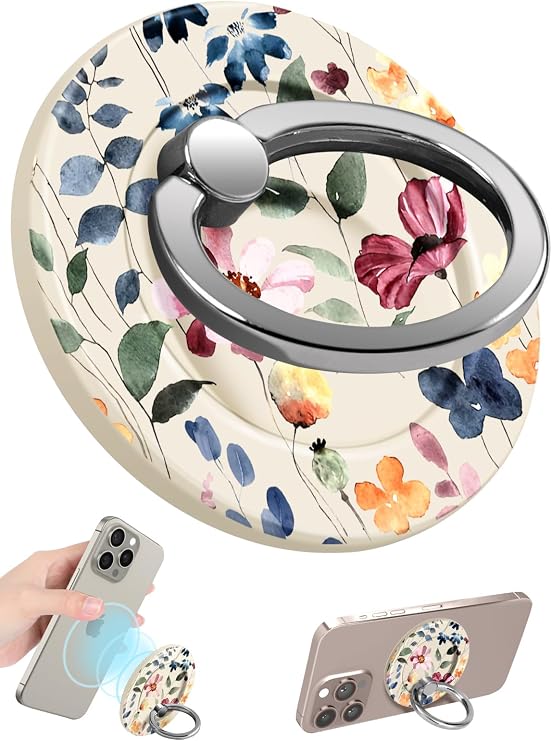 Lotadilo Magnetic Phone Ring Holder, Cute Phone Grip Stand, Leaf Flower