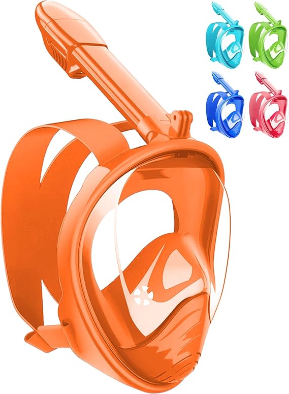 Snorkel Mask for Kids, 180° Panoramic View Free Breathing Full Face Snorkeling Mask Anti-fog and Anti-Leak Suitable for Children Aged 4-15