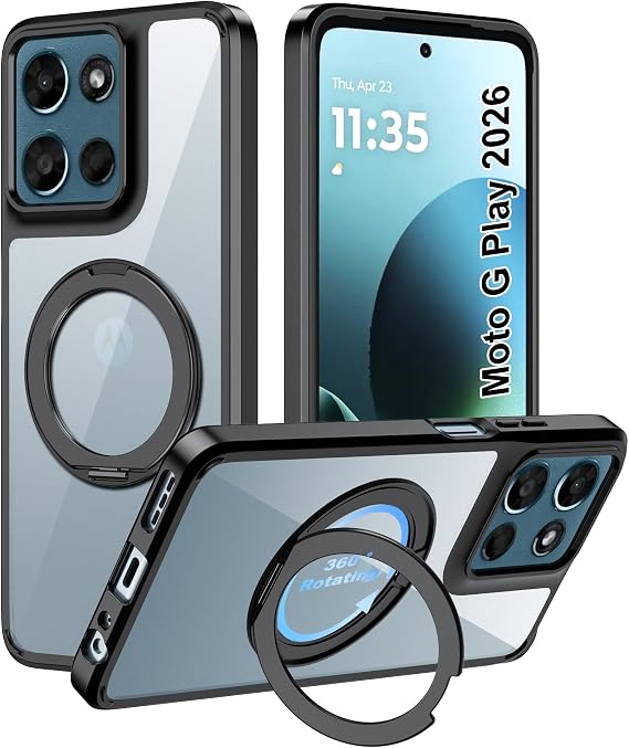 for Moto G Play 2026/G 2025/G2026 Case with Stand,high qualit,PC Material,Scratch Resistant,Anti-Skid-Black