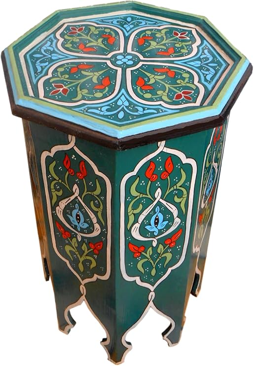 Moroccan Handmade Wood Table Side Delicate Hand Painted Exquisite