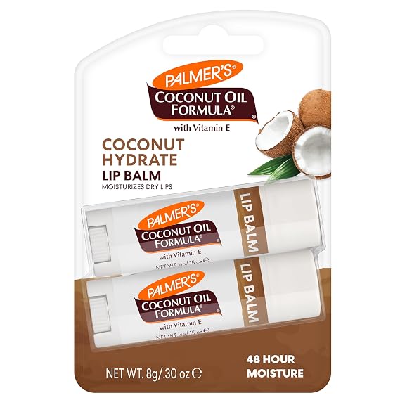 Palmer's Coconut Oil Formula Lip Balm Duo with Vitamin E (Pack of 2) | All-Day Moisturization, Hydrates & Replenishes Dry, Cracked Lips, Protects Lips from Chapping or Cracking, 48hr Moisture