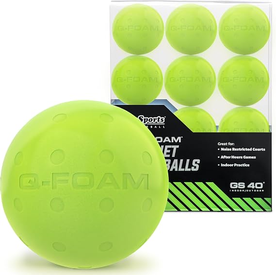 GoSports GS 40 Q-Foam Pickleballs - Quiet Foam Balls for Indoor or Outdoor Practice - 12 Pack