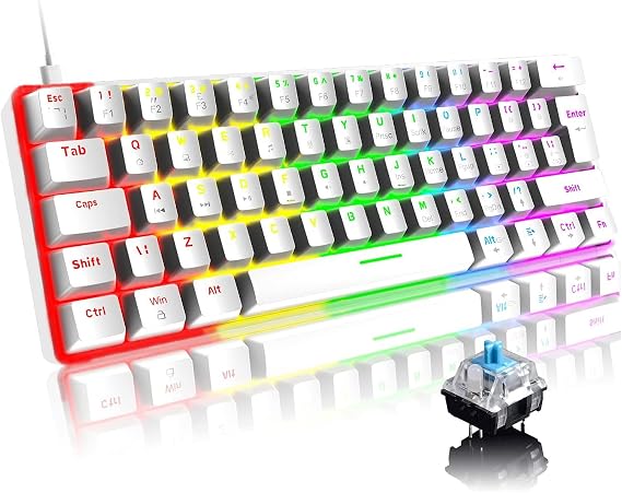 ROBEVE Blic Oyuncu Klavyesi RGB Klavye 20 Modlu Ayarlanabilir Renk Seçeneği RGB Suya Ve Toza Dayanıklı Klavye Oyun Klavyesi Oyuncu Klavye Mekanik Klavye Aydınlatmalı Klavye Mavi Switch (Beyaz)