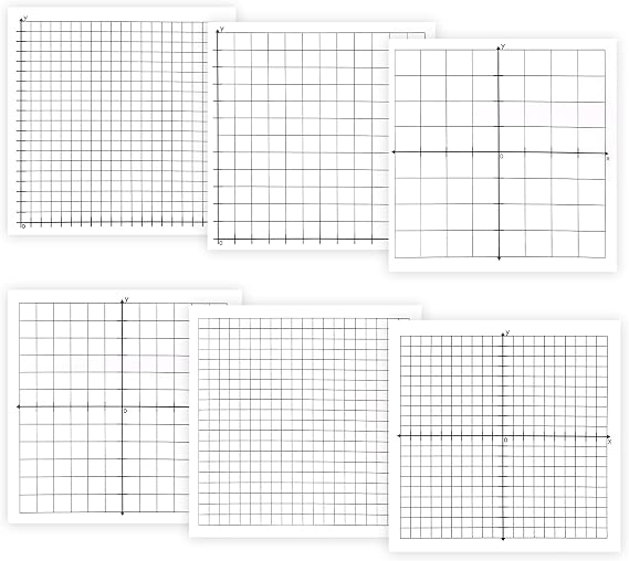 6 Packs Graph Paper Sticky Notes 300 Sheets 3 x 3 Inch Mini Graph Pads 20 x 20 Four Quadrant X Y Axis Coordinate Plane Post It Adhesive Grid Sticky Notes for Office School Math Supplies(6style)