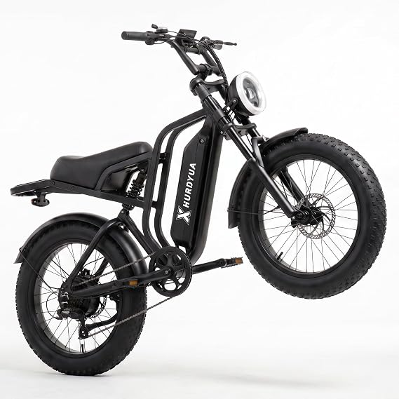 Electric Bike for Adults, 1500W Peak Motor, 48V 15Ah Removable Battery, | 60-Mile Range, 20"x4.0" Fat Tire, Full Suspension, 7-Speed Retro Ebike for Commuting, Mountain & Off-Road (Black)