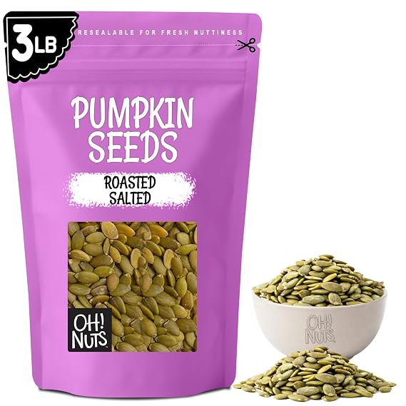 Oh! Nuts Pumpkin Seeds Roasted Salted 3lb Pepitas No Shell Bulk Bag