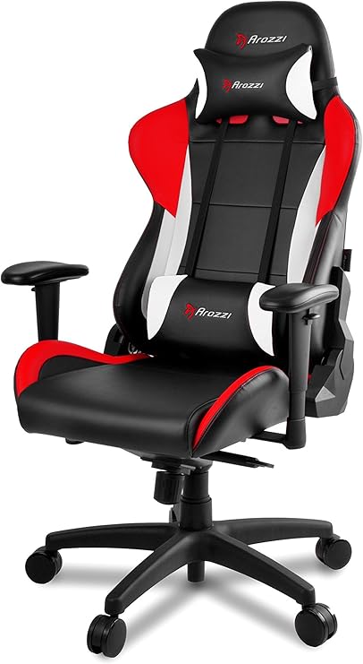 Arozzi Verona Pro V2 Premium Racing Style Gaming Chair with High Backrest, Recliner, Swivel, Tilt, Rocker & Seat Height Adjustment, Lumbar & Headrest Pillows Included, Red - PC/Mac/Linux