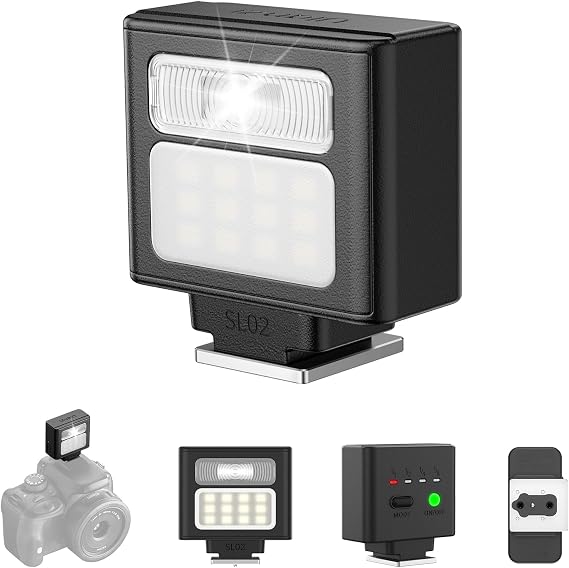 Ulanzi SL02 Mini Flash Speedlite, Portable GN8 6500K CRI96 Hot Shoe Mount