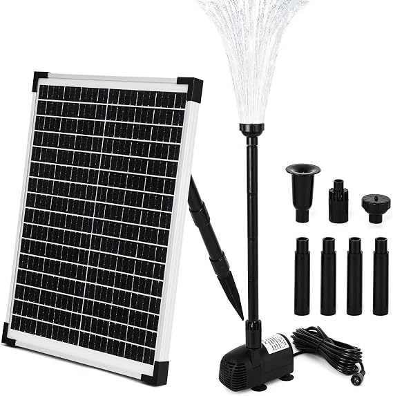 ECO-WORTHY Solar Water Fountain Pump Kit 449 GPH Flow 25W Adjustable Dry-Run Protection Solar Pond Pump Monocrystalline Solar Panel Powered Water Pump for Ponds, Garden, Waterfall, Pool, Birdbath