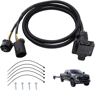 56070 7-Pin 7-Foot Trailer Wiring Harness,Vehicle-Side Truck Bed 5th Wheel & Gooseneck Trailers Extension Compatible with Ford,GMC,Chevrolet,Ram,Dodge,Nissan,Toyota 1997-2021